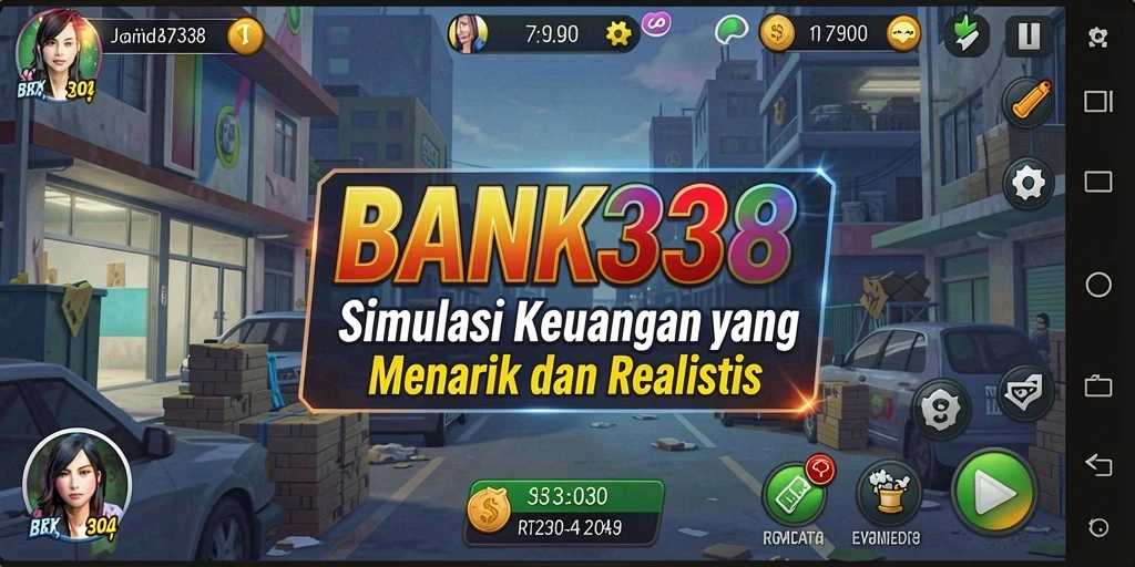 Screenshot gameplay BANK338 yang menunjukkan interaksi simulasi yang realistis.