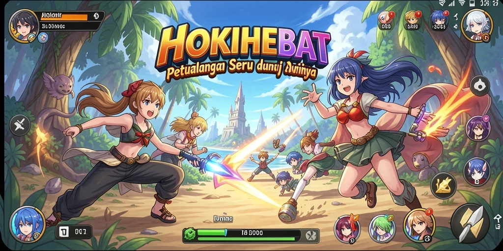 Tampilan gameplay seru HOKIHEBAT dengan karakter Anime ikonik.