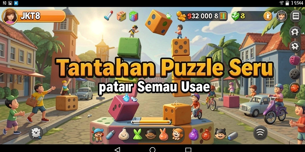 Tampilan gameplay Puzzle JKT8 dengan berbagai tantangan menarik.