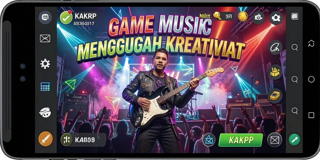 Tampilan gameplay KAKRP menampilkan keragaman musik yang menarik.