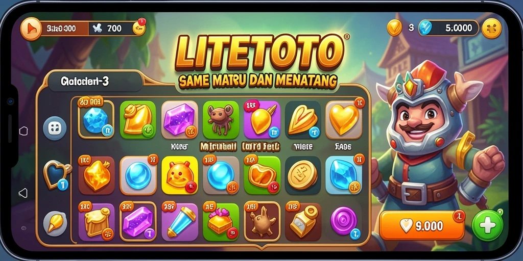 Tangkapan layar utama LITETOTO menunjukkan gameplay Match-3 yang seru dan menarik.