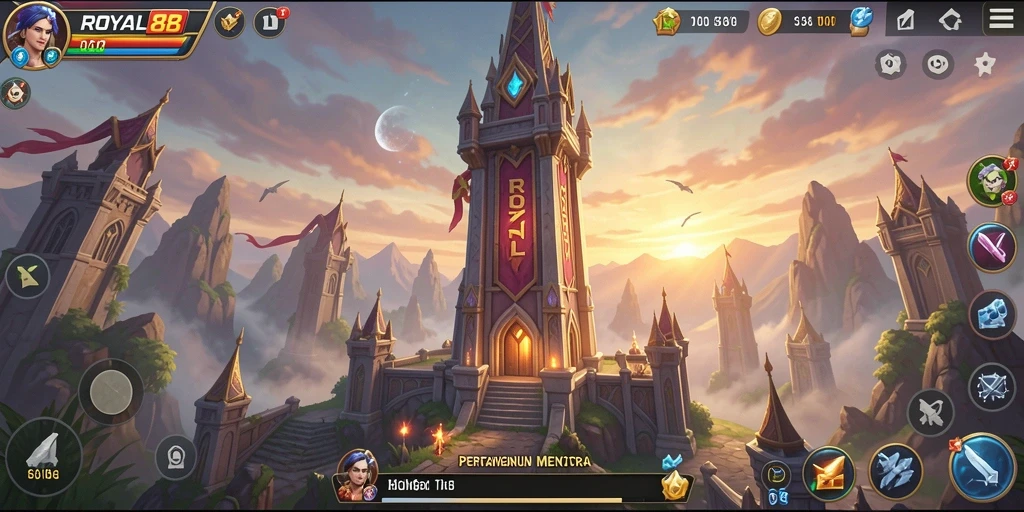 Tangkapan layar gameplay <strong>ROYAL88</strong> menampilkan aksi menara pertahanan yang mendebarkan.