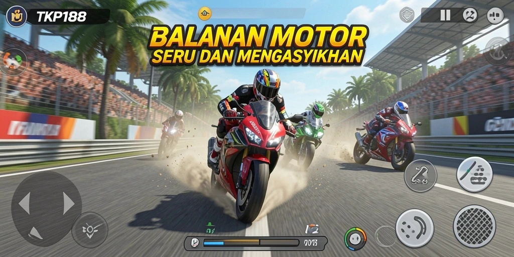 Tampilan gameplay balapan motor yang mendebarkan dan penuh aksi.